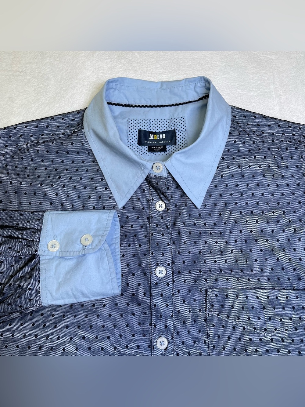 Maeve by Anthropologie Polka Dot Mesh Button Down Shirt Women’s Medium Tulle